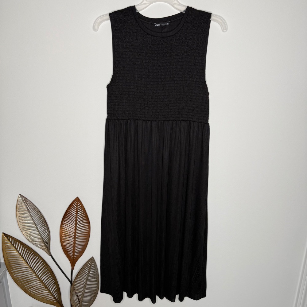 M18 Zara Smocked Tiered Black Dress Sleeveless